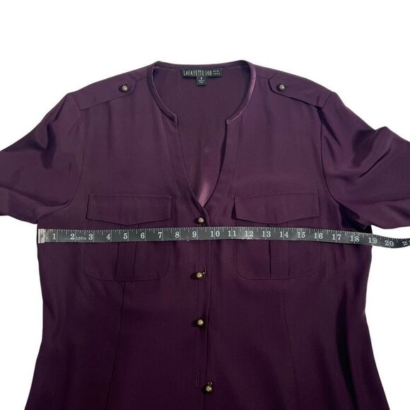 Lafayette 148 Long Sleeves Button-Down Medium Purple Silk Blouse Medium Sz 8 - Picture 10 of 11
